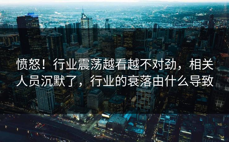 愤怒！行业震荡越看越不对劲，相关人员沉默了，行业的衰落由什么导致